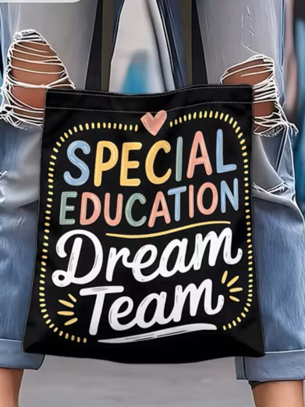 Soft Polyester Lightweight 2D Printed Shoulder Bag 13 x 15in~ Special Education